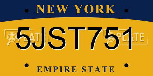5JST751 New York License Plate