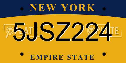 5JSZ224 New York License Plate