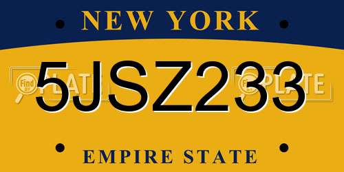 5JSZ233 New York License Plate
