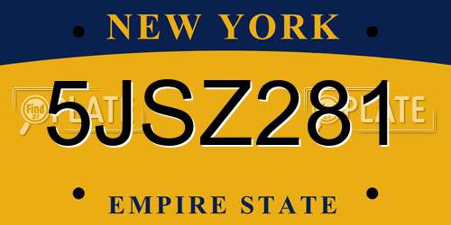 5JSZ281 New York License Plate