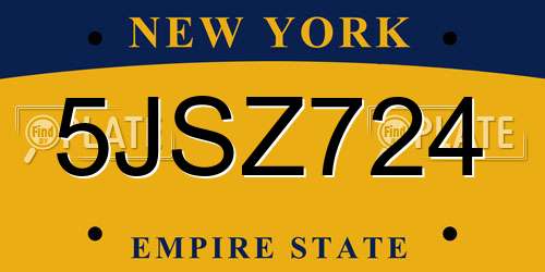 5JSZ724 New York License Plate