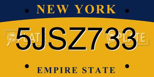 5JSZ733 New York License Plate