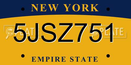 5JSZ751 New York License Plate