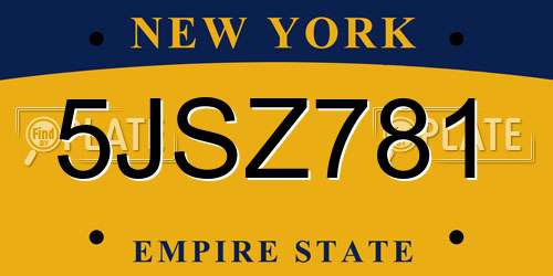 5JSZ781 New York License Plate