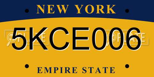 5KCE006 New York License Plate