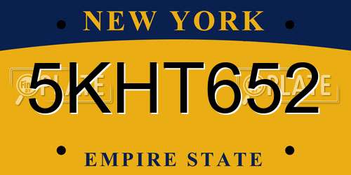 5KHT652 New York License Plate