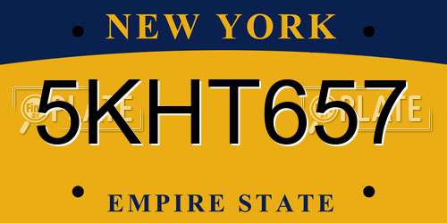 5KHT657 New York License Plate
