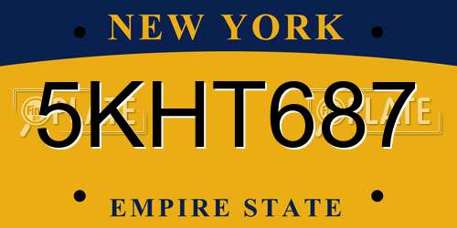 5KHT687 New York License Plate