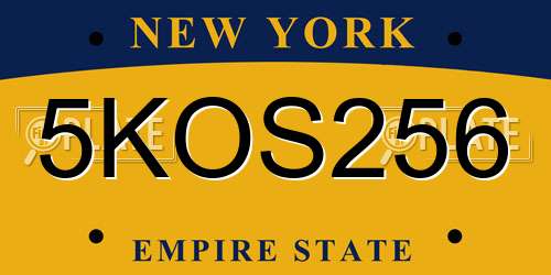 5KOS256 New York License Plate