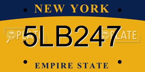 5LB247 New York License Plate