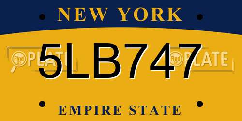 5LB747 New York License Plate