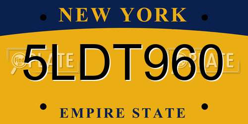 5LDT960 New York License Plate