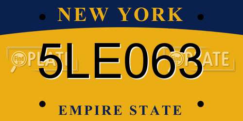 5LE063 New York License Plate