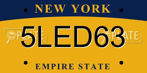 5LED63 New York License Plate