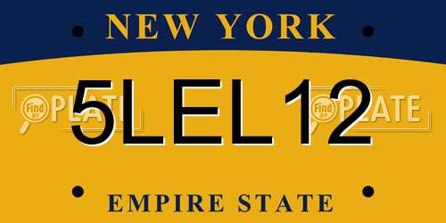 5LEL12 New York License Plate