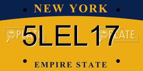5LEL17 New York License Plate