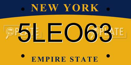 5LEO63 New York License Plate