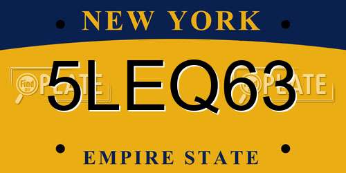 5LEQ63 New York License Plate