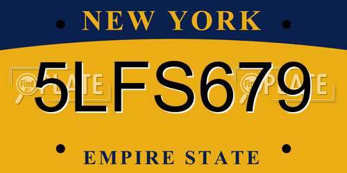 5LFS679 New York License Plate