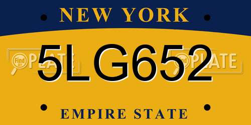 5LG652 New York License Plate