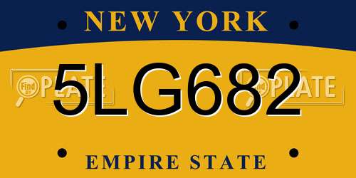 5LG682 New York License Plate
