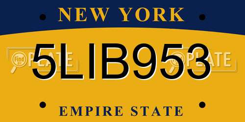 5LIB953 New York License Plate