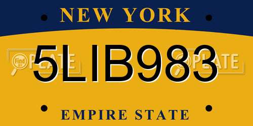 5LIB983 New York License Plate