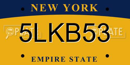 5LKB53 New York License Plate