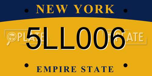 5LL006 New York License Plate