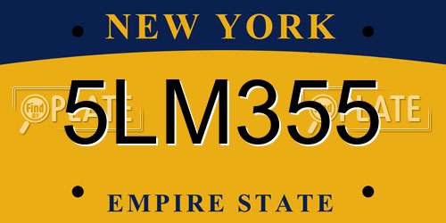 5LM355 New York License Plate