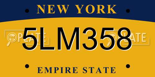 5LM358 New York License Plate