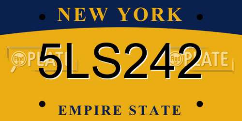 5LS242 New York License Plate