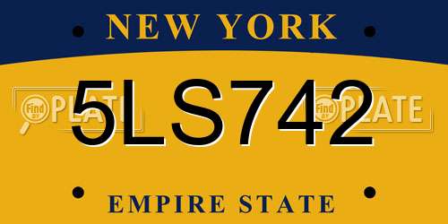 5LS742 New York License Plate