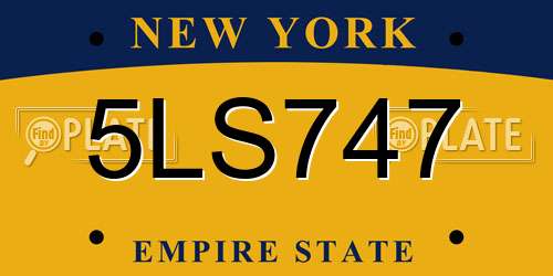 5LS747 New York License Plate