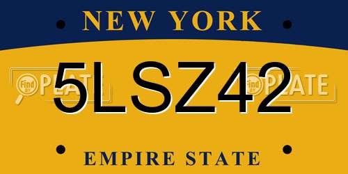 5LSZ42 New York License Plate