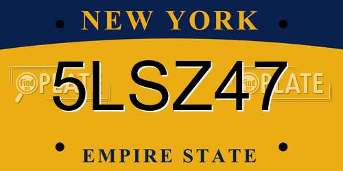 5LSZ47 New York License Plate