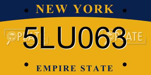 5LU063 New York License Plate