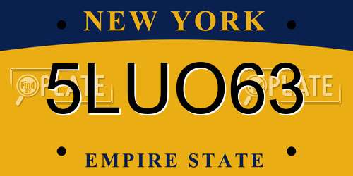 5LUO63 New York License Plate
