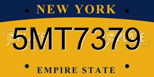 5MT7379 New York License Plate
