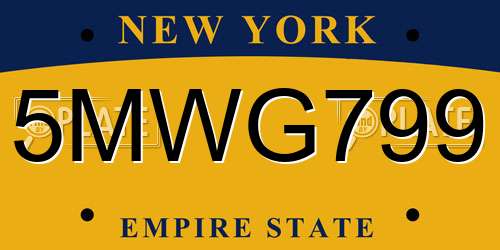 5MWG799 New York License Plate