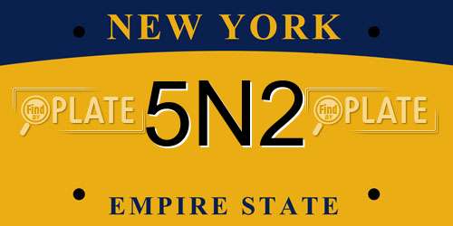 5N2 New York License Plate