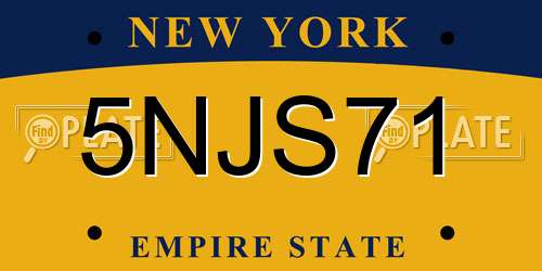 5NJS71 New York License Plate