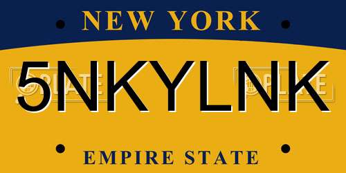 5NKYLNK New York License Plate