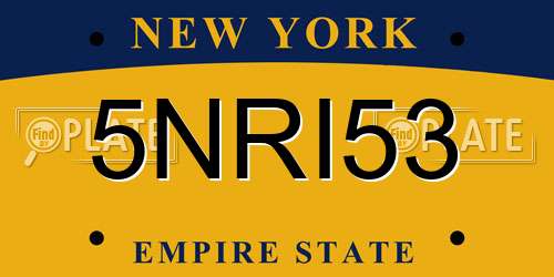 5NRI53 New York License Plate