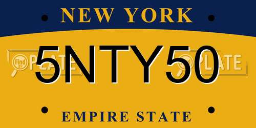 5NTY50 New York License Plate