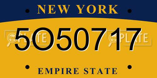 5O50717 New York License Plate