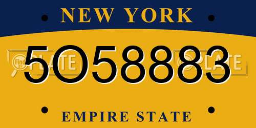 5O58883 New York License Plate