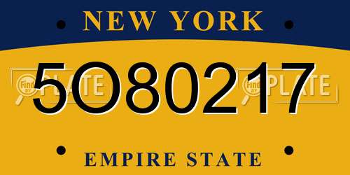 5O80217 New York License Plate