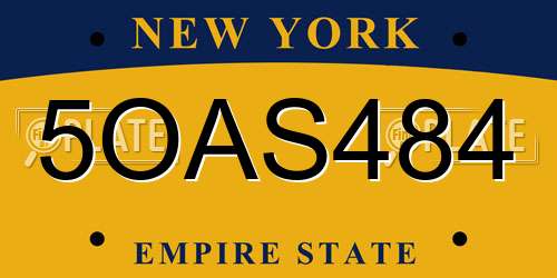 5OAS484 New York License Plate