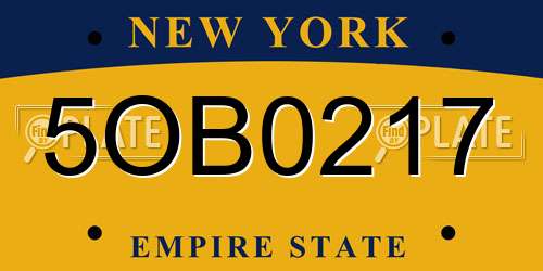 5OB0217 New York License Plate
